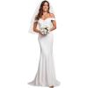 imageEverPretty Womens Off Shoulder Mermaid Wedding Dress Sweep Bridal Gown for Bride with Train 00247White