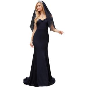 imageEverPretty Womens Off Shoulder Mermaid Wedding Dress Sweep Bridal Gown for Bride with Train 00247Black