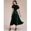 imageEverPretty Womens Fall V Neck Short Sleeves A Line Elastic Waist Midi Length Velvet Wedding Guest Dress 01939Deep Green
