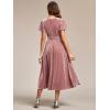 imageEverPretty Womens Fall V Neck Short Sleeves A Line Elastic Waist Midi Length Velvet Wedding Guest Dress 01939Orchid