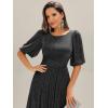 imageEverPretty Womens High Stretch Round Neck Half Sleeve Midi Glitter Fall Winter Formal Wedding Guest Dress 02561Black