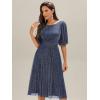 imageEverPretty Womens High Stretch Round Neck Half Sleeve Midi Glitter Fall Winter Formal Wedding Guest Dress 02561Navy Blue