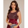 imageEverPretty Womens Round Neck Sleeveless Glitter Evening Dresses A Line High Low Formal Dresses Burgundy US12