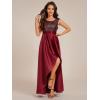 imageEverPretty Womens Round Neck Sleeveless Glitter Evening Dresses A Line High Low Formal Dresses Burgundy US12