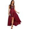 imageEverPretty Womens Round Neck Sleeveless Glitter Evening Dresses A Line High Low Formal Dresses Burgundy US12