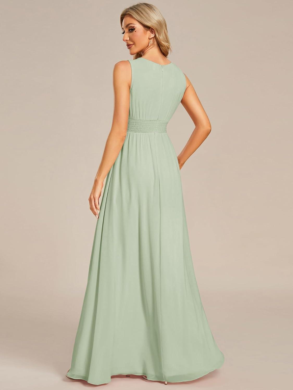 imageEverPretty Womens Fall Crew Neck Sleeveless Ruched A Line Hollow Out Sequin Maxi Formal Wedding Guest Dress 01955Mint Green