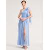 imageEverPretty Womens Chiffon One Shoulder Flowing Cape Slit A Line Floor Length Formal Dresses 00164Ice Blue