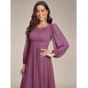 imageEverPretty Womens Crewneck Long Lantern Sleeves Floor Length ALine Pleated Chiffon Formal Dress 0106BDamson