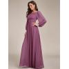 imageEverPretty Womens Crewneck Long Lantern Sleeves Floor Length ALine Pleated Chiffon Formal Dress 0106BDamson