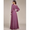 imageEverPretty Womens Crewneck Long Lantern Sleeves Floor Length ALine Pleated Chiffon Formal Dress 0106BDamson
