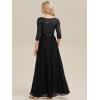 imageEverPretty Womens Elegant Maxi A Line Crew Neck Half Sleeve Sequin Formal Evening Dress 00686Black