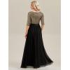 imageEverPretty Womens Elegant Maxi A Line Crew Neck Half Sleeve Sequin Formal Evening Dress 00686Black and Gold
