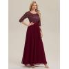 imageEverPretty Womens Elegant Maxi A Line Crew Neck Half Sleeve Sequin Formal Evening Dress 00686Burgundy