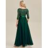 imageEverPretty Womens Elegant Maxi A Line Crew Neck Half Sleeve Sequin Formal Evening Dress 00686Deep Green