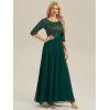 imageEverPretty Womens Elegant Maxi A Line Crew Neck Half Sleeve Sequin Formal Evening Dress 00686Deep Green