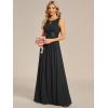 imageEverPretty Womens Fall Crew Neck Sleeveless Ruched A Line Hollow Out Sequin Maxi Formal Wedding Guest Dress 01955Black