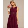 imageEverPretty Womens Fall Crew Neck Sleeveless Ruched A Line Hollow Out Sequin Maxi Formal Wedding Guest Dress 01955Burgundy
