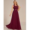 imageEverPretty Womens Fall Crew Neck Sleeveless Ruched A Line Hollow Out Sequin Maxi Formal Wedding Guest Dress 01955Burgundy