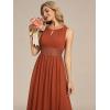 imageEverPretty Womens Fall Crew Neck Sleeveless Ruched A Line Hollow Out Sequin Maxi Formal Wedding Guest Dress 01955Burnt Orange