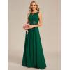 imageEverPretty Womens Fall Crew Neck Sleeveless Ruched A Line Hollow Out Sequin Maxi Formal Wedding Guest Dress 01955Deep Green