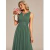 imageEverPretty Womens Fall Crew Neck Sleeveless Ruched A Line Hollow Out Sequin Maxi Formal Wedding Guest Dress 01955Eucalyptus Green