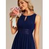 imageEverPretty Womens Fall Crew Neck Sleeveless Ruched A Line Hollow Out Sequin Maxi Formal Wedding Guest Dress 01955Navy Blue