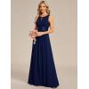 imageEverPretty Womens Fall Crew Neck Sleeveless Ruched A Line Hollow Out Sequin Maxi Formal Wedding Guest Dress 01955Navy Blue