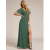imageEverPretty Womens Formal Dresses Flutter Short Sleeve Floor Length Dress 2024 High Waist Evening Dresses 0050Eucalyptus Green