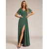 imageEverPretty Womens Formal Dresses Flutter Short Sleeve Floor Length Dress 2024 High Waist Evening Dresses 0050Eucalyptus Green