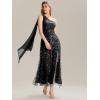 imageEverPretty Womens One Shoulder Slit Flowy Panels Maxi Sequin ALine Formal Evening Dresses 02486Black
