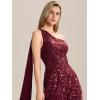 imageEverPretty Womens One Shoulder Slit Flowy Panels Maxi Sequin ALine Formal Evening Dresses 02486Burgundy