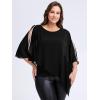 imageEverPretty Womens Round Neck Chiffon 34 Batwing Sleeves Dressy Evening Wedding Top Party Blouses Shirt 02457Black
