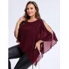 imageEverPretty Womens Round Neck Chiffon 34 Batwing Sleeves Dressy Evening Wedding Top Party Blouses Shirt 02457Burgundy