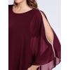 imageEverPretty Womens Round Neck Chiffon 34 Batwing Sleeves Dressy Evening Wedding Top Party Blouses Shirt 02457Burgundy