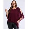 imageEverPretty Womens Round Neck Chiffon 34 Batwing Sleeves Dressy Evening Wedding Top Party Blouses Shirt 02457Burgundy