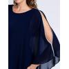 imageEverPretty Womens Round Neck Chiffon 34 Batwing Sleeves Dressy Evening Wedding Top Party Blouses Shirt 02457Navy Blue