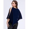 imageEverPretty Womens Round Neck Chiffon 34 Batwing Sleeves Dressy Evening Wedding Top Party Blouses Shirt 02457Navy Blue