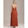 imageEverPretty Womens Sexy Side Slit V Neck Spaghetti Straps Chiffon A Line Bridesmaid Dress 0128BPHBurnt Orange