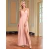 imageEverPretty Womens Sexy Side Slit V Neck Spaghetti Straps Chiffon A Line Bridesmaid Dress 0128BPHPink