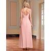 imageEverPretty Womens Sexy Side Slit V Neck Spaghetti Straps Chiffon A Line Bridesmaid Dress 0128BPHPink