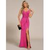imageEverPretty Womens V Neck Stretchy Glitter Bodycon Sleeveless High Split Formal Wedding Guest DressesHot Pink