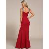 imageEverPretty Womens V Neck Stretchy Glitter Bodycon Sleeveless High Split Formal Wedding Guest DressesRed