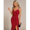 imageEverPretty Womens V Neck Stretchy Glitter Bodycon Sleeveless High Split Formal Wedding Guest DressesRed