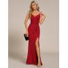 imageEverPretty Womens V Neck Stretchy Glitter Bodycon Sleeveless High Split Formal Wedding Guest DressesRed