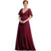 imageEverPretty Womens Chiffon Mother of The Bride Dress Appliques V Neck ALine Pleated Floor Length Formal GownBurgundy