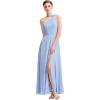 imageEverPretty Womens Chiffon One Shoulder Flowing Cape Slit A Line Floor Length Formal Dresses 00164Ice Blue