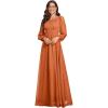 imageEverPretty Womens Crewneck Long Lantern Sleeves Floor Length ALine Pleated Chiffon Formal Dress 0106BBrandied Melon
