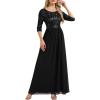 imageEverPretty Womens Elegant Maxi A Line Crew Neck Half Sleeve Sequin Formal Evening Dress 00686Black