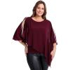 imageEverPretty Womens Round Neck Chiffon 34 Batwing Sleeves Dressy Evening Wedding Top Party Blouses Shirt 02457Burgundy