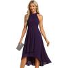imageEverPretty Womens Sexy Halter Neck Pletaed Sleeveless HiLo Chiffon Wedding Guest Dress 31926Purple